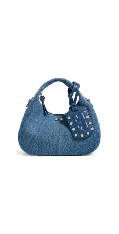 Ganni Hobo Studs Mini Bag Mid Blue Vintage One Size | Thumbnail 1 Ganni Hobo Studs Mini Bag Mid Blue Vintage One Size | Thumbnail 1