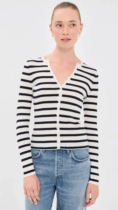 Veronica Beard Anwin Cardigan Dove/Navy S | Thumbnail 2