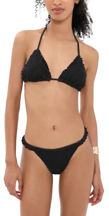 Hunza G Ruffle Tie Bikini Set Black One Size | Thumbnail 1