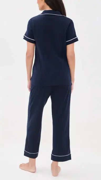 Petite Plume Cropped Pajamas et Navy | Thumbnail 3 Petite Plume Cropped Pajamas et Navy | Thumbnail 3