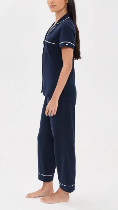 Petite Plume Cropped Pajamas et Navy | Thumbnail 4 Petite Plume Cropped Pajamas et Navy | Thumbnail 4