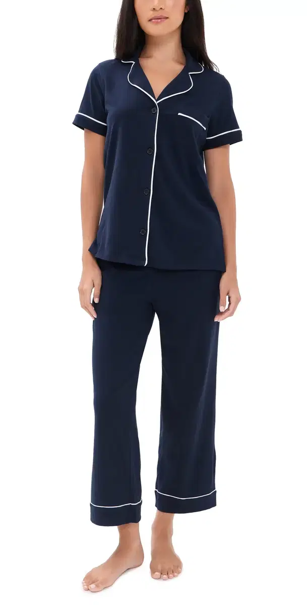 Petite Plume Cropped Pajamas Set NAVY