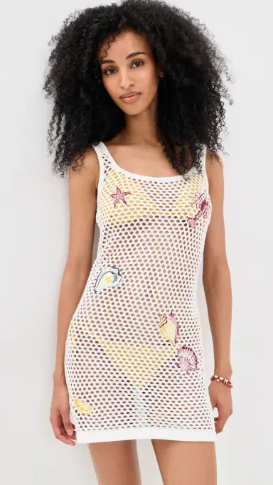 MINKPINK Soleia Crochet Cover Up Mini Dress White/Multi L | Thumbnail 2 MINKPINK Soleia Crochet Cover Up Mini Dress White/Multi L | Thumbnail 2