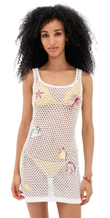 MINKPINK Soleia Crochet Cover Up Mini Dress White/Multi L | Thumbnail 1 MINKPINK Soleia Crochet Cover Up Mini Dress White/Multi L | Thumbnail 1