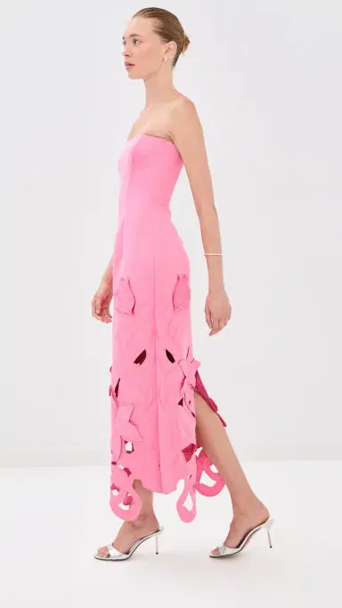 LEO LIN Rayna Applique Bustier Maxi Dress Fuchsia 8 | Thumbnail 4