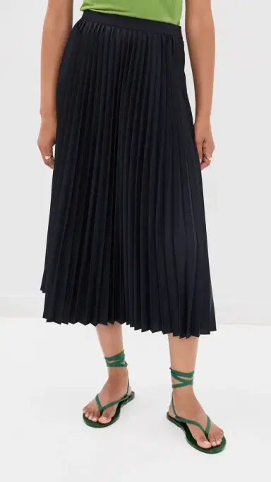 Tibi Pleated Sunray Skirt Navy | Thumbnail 2