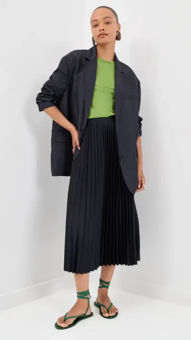 Tibi Pleated Sunray Skirt Navy | Thumbnail 5