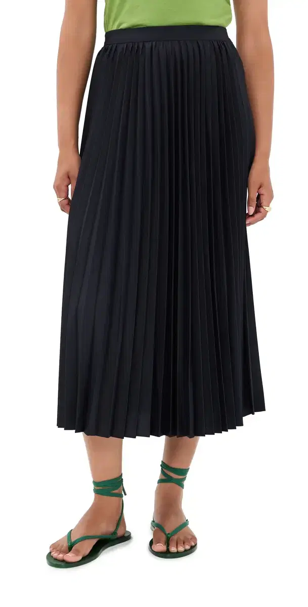 Tibi Pleated Sunray Skirt Navy