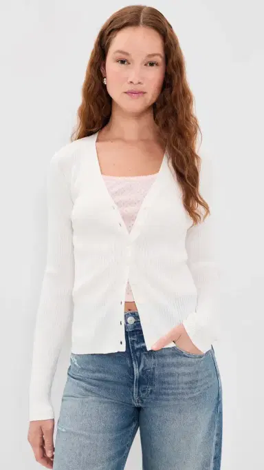 Sold Out NYC The Ribbed Favorite Cardigan In Cream Cream L | Thumbnail 2 Sold Out NYC The Ribbed Favorite Cardigan In Cream Cream L | Thumbnail 2
