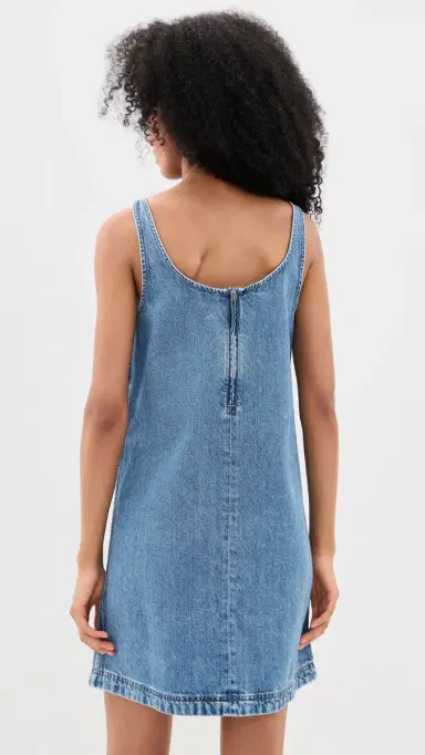 Madewell Denim Embroidered Mini Dress Worn id Indigo | Thumbnail 3