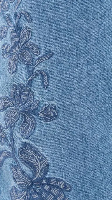 Madewell Denim Embroidered Mini Dress Worn id Indigo | Thumbnail 6