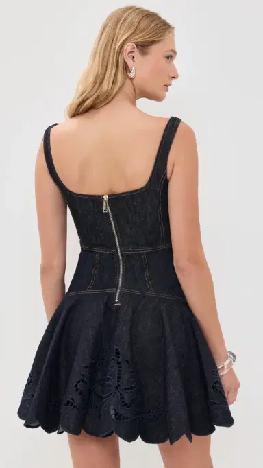 Self-Portrait Indigo Denim Bow Embroidered Mini Dress Blue | Thumbnail 3 Self-Portrait Indigo Denim Bow Embroidered Mini Dress Blue | Thumbnail 3