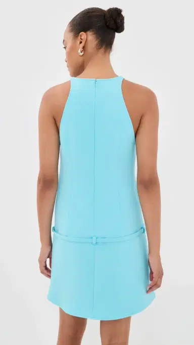 Courrèges A-Line Belted Twill Mini Dress Aqua | Thumbnail 3