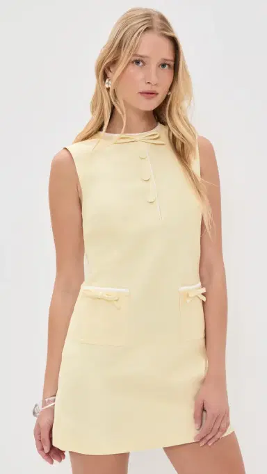 Self-Portrait Yellow Taffeta Bow Mini Dress Yellow 4 | Thumbnail 2 Self-Portrait Yellow Taffeta Bow Mini Dress Yellow 4 | Thumbnail 2