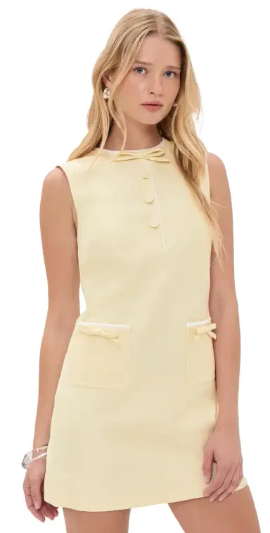 Self-Portrait Yellow Taffeta Bow Mini Dress Yellow 4 | Thumbnail 1 Self-Portrait Yellow Taffeta Bow Mini Dress Yellow 4 | Thumbnail 1