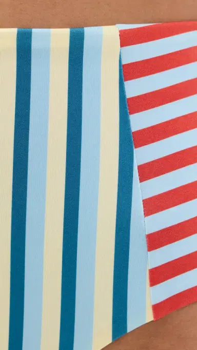 MINKPINK Aurora High Waisted Bikini Bottoms Spliced Stripe L | Thumbnail 5