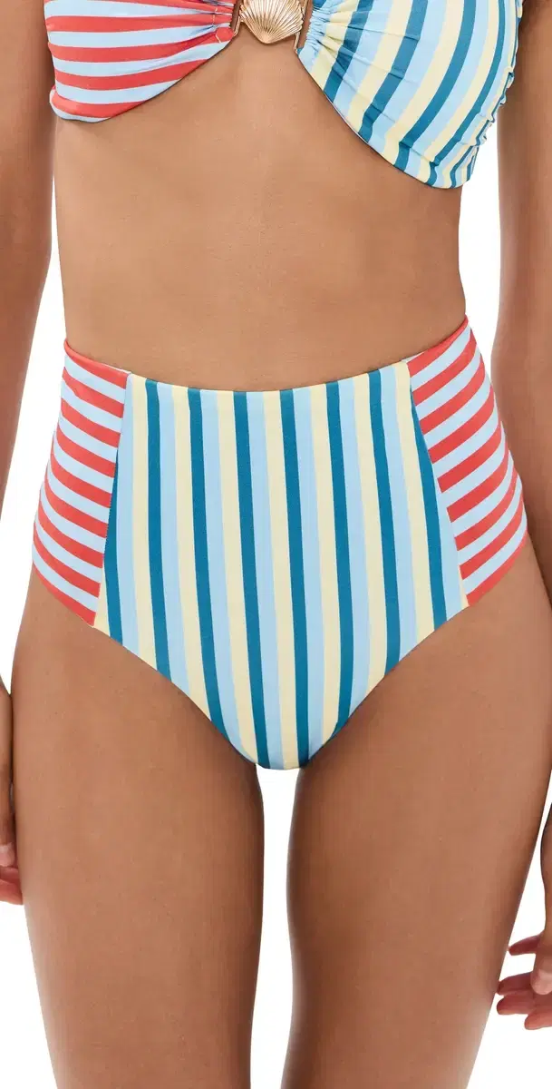 MINKPINK Aurora High Waisted Bikini Bottoms pliced tripe