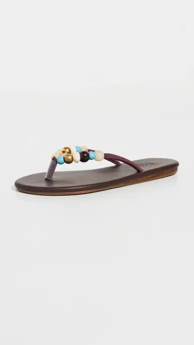 Ancient Greek Sandals Saionara Bead Flip Flops Brown 36 | Thumbnail 2