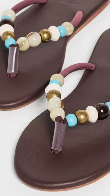 Ancient Greek Sandals Saionara Bead Flip Flops Brown 36 | Thumbnail 6