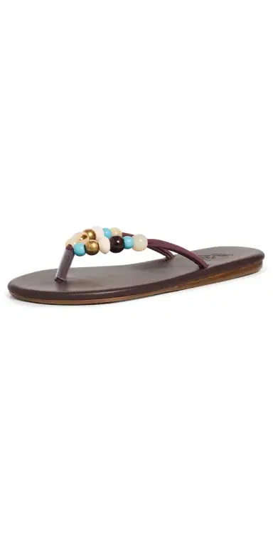 Ancient Greek Sandals Saionara Bead Flip Flops Brown 36 | Thumbnail 1