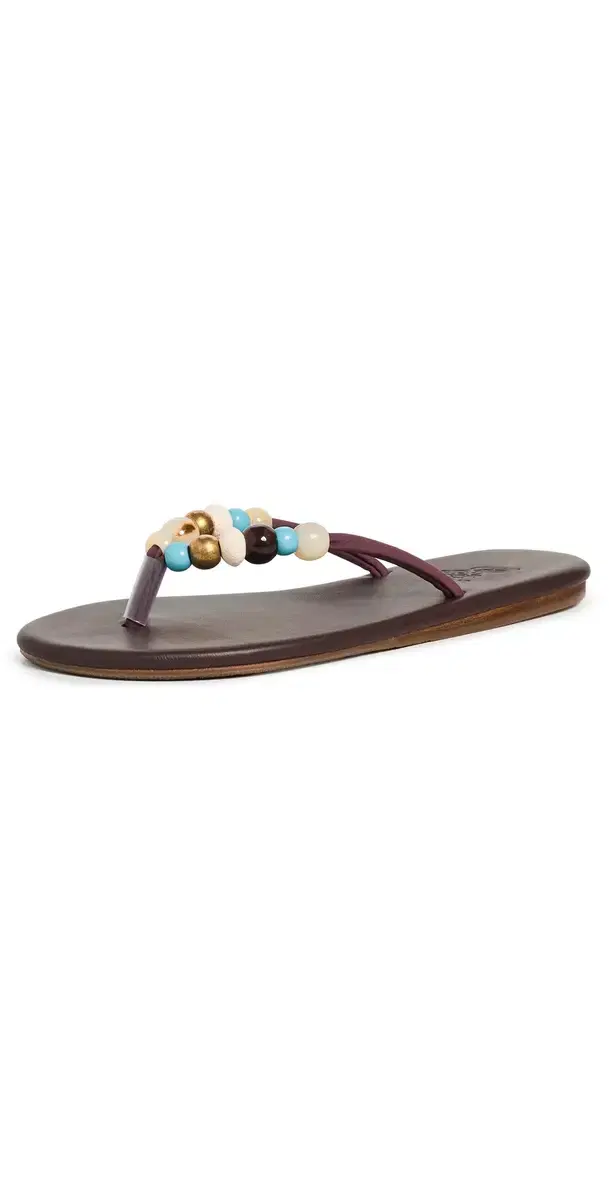 Saionara Bead Flip Flops Brown