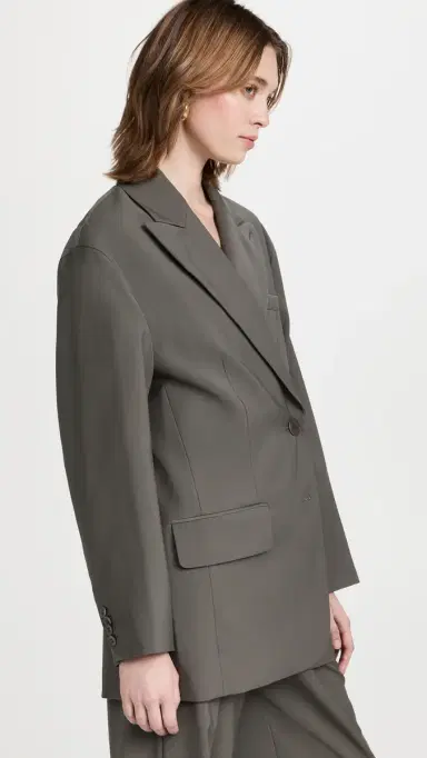Tibi Tropical Wool Liam Blazer Dark Stone | Thumbnail 4