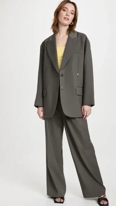 Tibi Tropical Wool Liam Blazer Dark Stone | Thumbnail 5