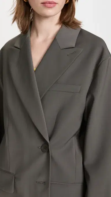 Tibi Tropical Wool Liam Blazer Dark Stone | Thumbnail 6