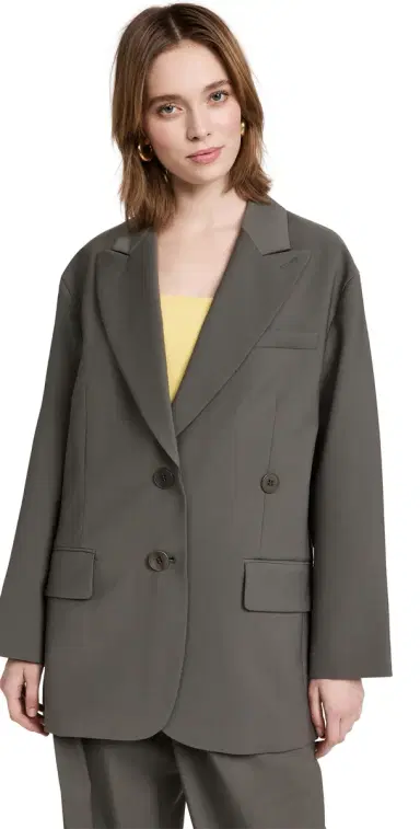 Tibi Tropical Wool Liam Blazer Dark Stone | Thumbnail 1