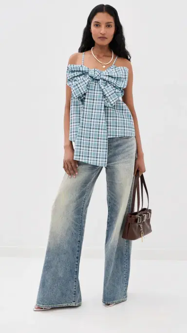 Acne Studios Tanessa Summery Blouse Blue/White 40 | Thumbnail 5