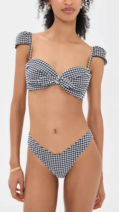 Montce Gingham Cabana Bikini Top Black & White Gingham M | Thumbnail 5