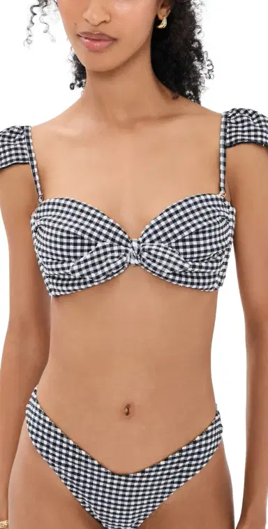 Montce Gingham Cabana Bikini Top Black & White Gingham M | Thumbnail 1