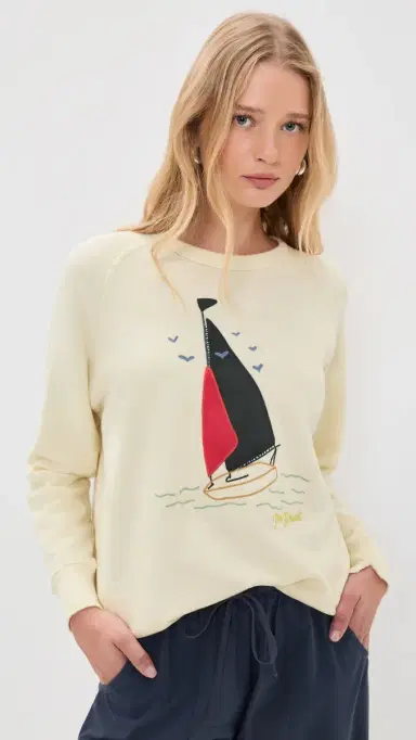 The Great. THE GREAT. The College Sailboat Sweatshirt Washed White 2 | Thumbnail 2