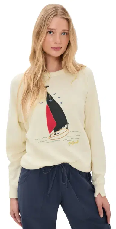 The Great. THE GREAT. The College Sailboat Sweatshirt Washed White 2 | Thumbnail 1