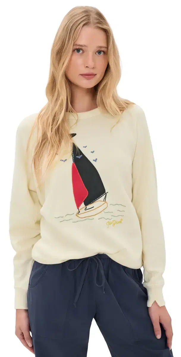 The College Sailboat Sweatshirt Washed White