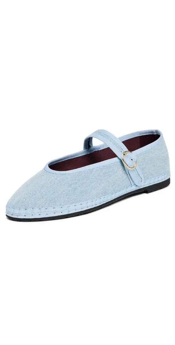 Pierre Light Denim Mary Jane Falts Light Denim Blue