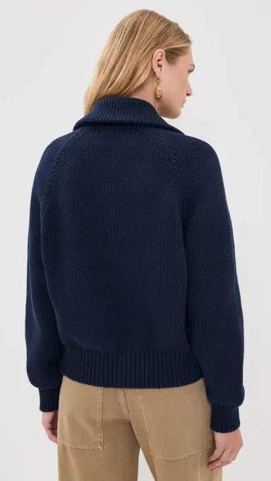 Polo Ralph Lauren Cotton Long Sleeve Collared Cardigan Cruise Navy | Thumbnail 3