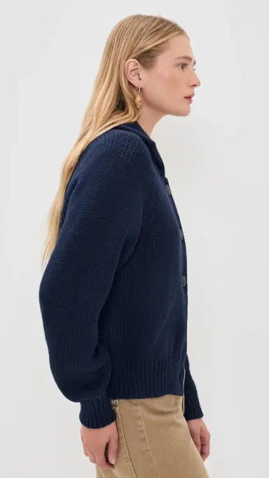 Polo Ralph Lauren Cotton Long Sleeve Collared Cardigan Cruise Navy | Thumbnail 4