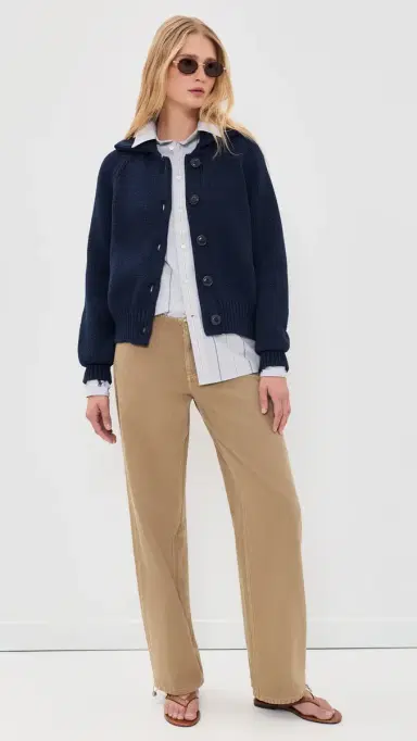 Polo Ralph Lauren Cotton Long Sleeve Collared Cardigan Cruise Navy | Thumbnail 5