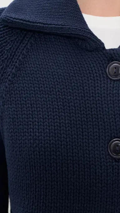 Polo Ralph Lauren Cotton Long Sleeve Collared Cardigan Cruise Navy | Thumbnail 6