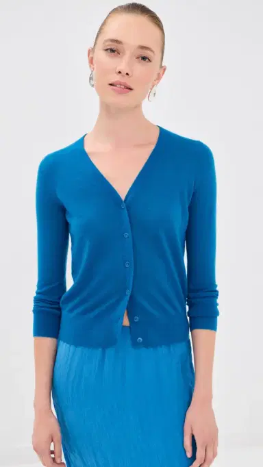 Tibi ercerized Wool Shrunken Cardigan Bright Blue | Thumbnail 2 Tibi ercerized Wool Shrunken Cardigan Bright Blue | Thumbnail 2