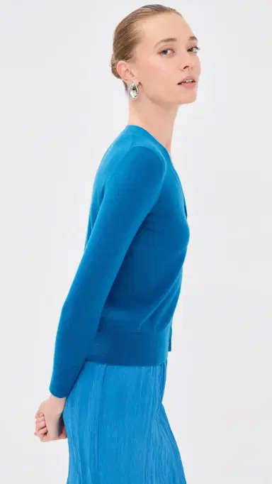 Tibi ercerized Wool Shrunken Cardigan Bright Blue | Thumbnail 4 Tibi ercerized Wool Shrunken Cardigan Bright Blue | Thumbnail 4