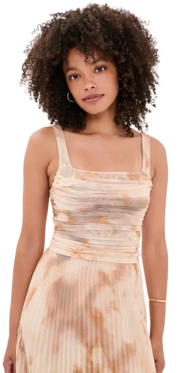 L'Agence Rasha Shirred Tank Frappe Multi Tie Dye | Thumbnail 1 L'Agence Rasha Shirred Tank Frappe Multi Tie Dye | Thumbnail 1