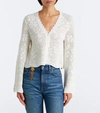 Chloé Chloé Pointelle scalloped cotton cardigan | Thumbnail 4 Chloé Chloé Pointelle scalloped cotton cardigan | Thumbnail 4
