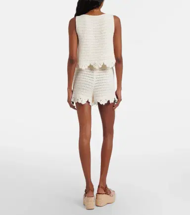 Chloé Chloé Crochet scalloped cotton shorts | Thumbnail 2 Chloé Chloé Crochet scalloped cotton shorts | Thumbnail 2