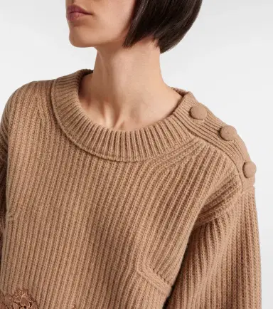 Chloé Chloé Lace-trimmed wool and cashmere sweater | Thumbnail 4 Chloé Chloé Lace-trimmed wool and cashmere sweater | Thumbnail 4
