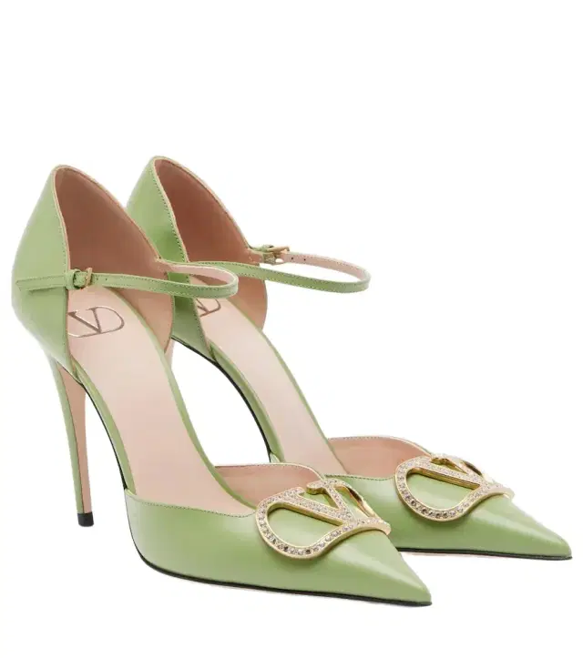 Valentino Garavani D'Orsay VLogo embellished leather pumps