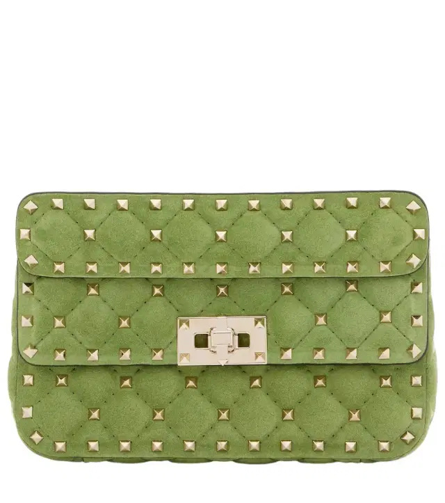 Rockstud Spike Small suede top-handle bag