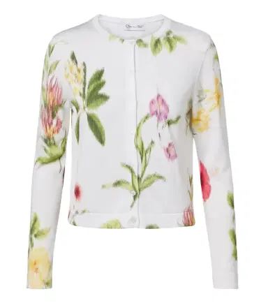 Oscar de la Renta Floral jacquard cotton-blend cardigan | Thumbnail 1 Oscar de la Renta Floral jacquard cotton-blend cardigan | Thumbnail 1