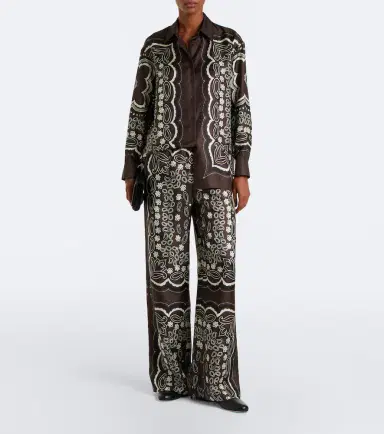 Nili Lotan Morgan printed silk twill wide-leg pants | Thumbnail 4